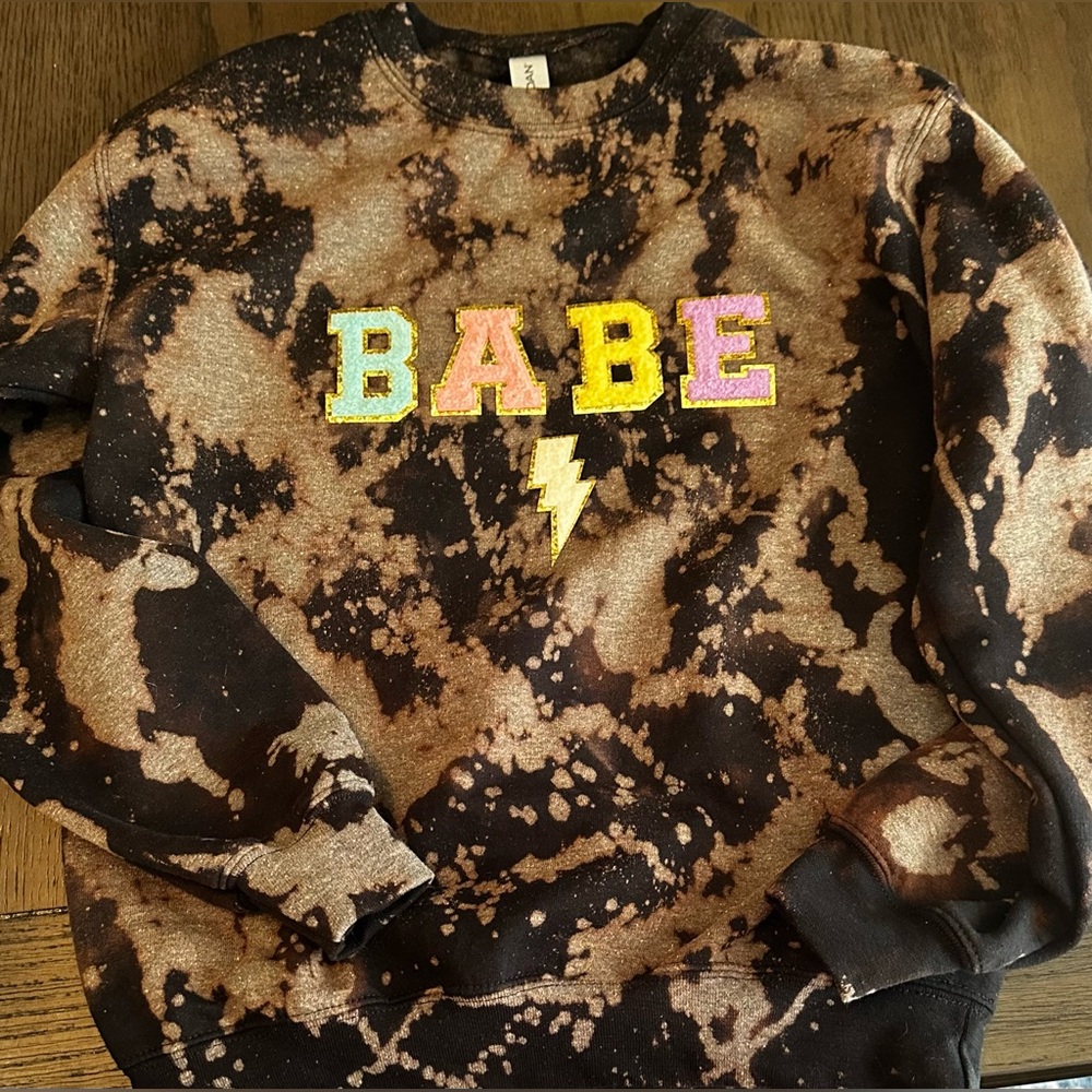 Brand new custom-made, bleached, babe sweatshirt size small